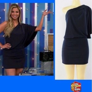 Jessica Simpson Black Blouson One-Shoulder Dress